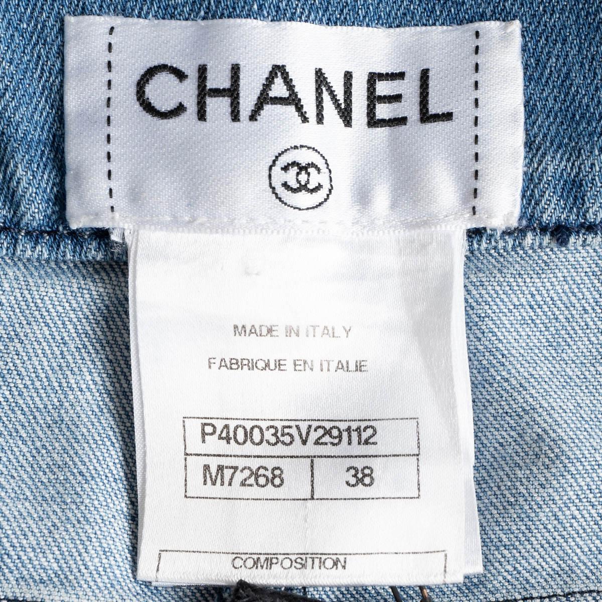CHANEL blue cotton 2011 11C SAINT TROPEZ WASHED DENIM MINI Skirt 38 S For Sale 4