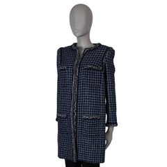 CHANEL blue cotton 2017 17A CHUNKY TWEED Coat Jacket 38 S