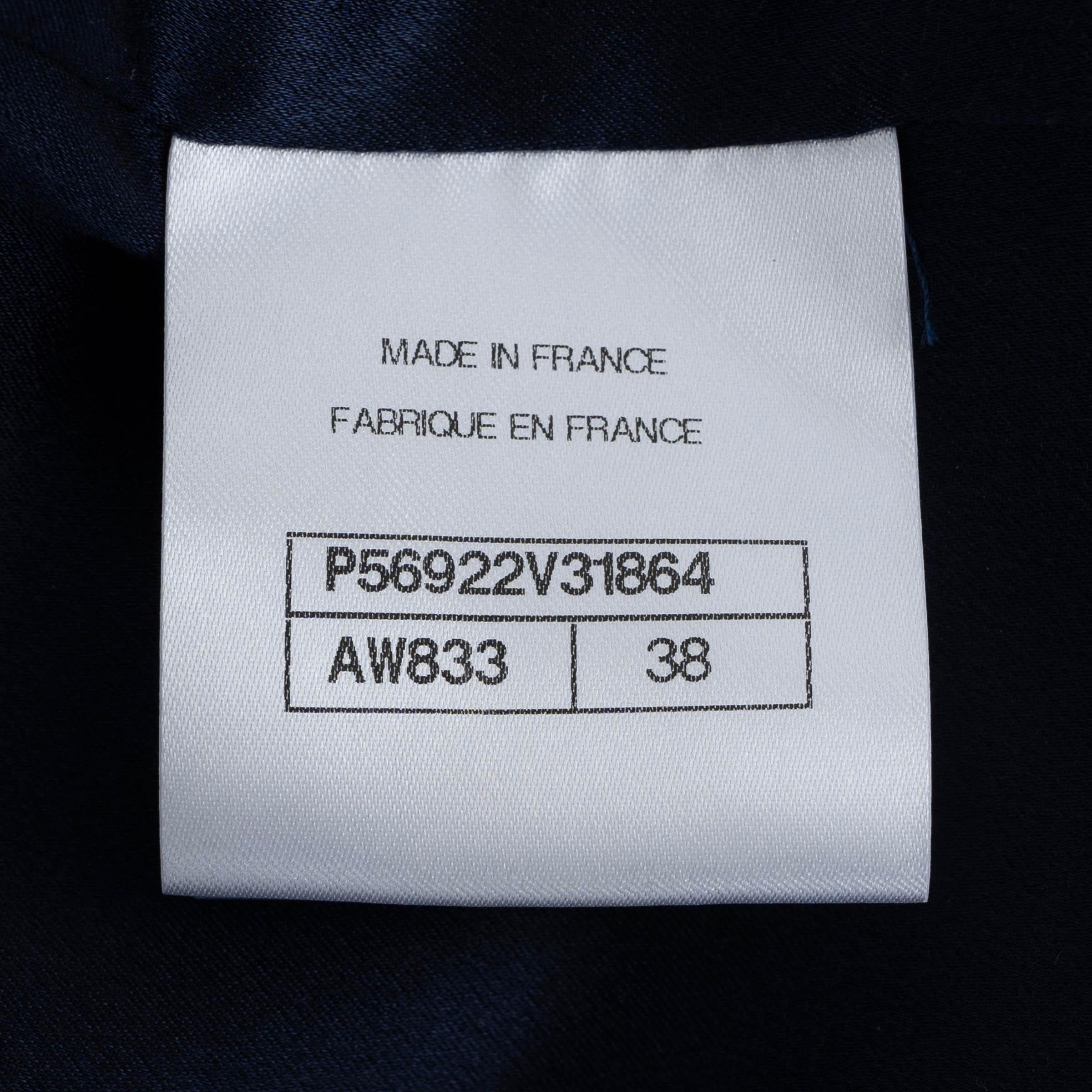 CHANEL blue cotton 2017 17A CHUNKY TWEED Coat Jacket 38 S For Sale 3