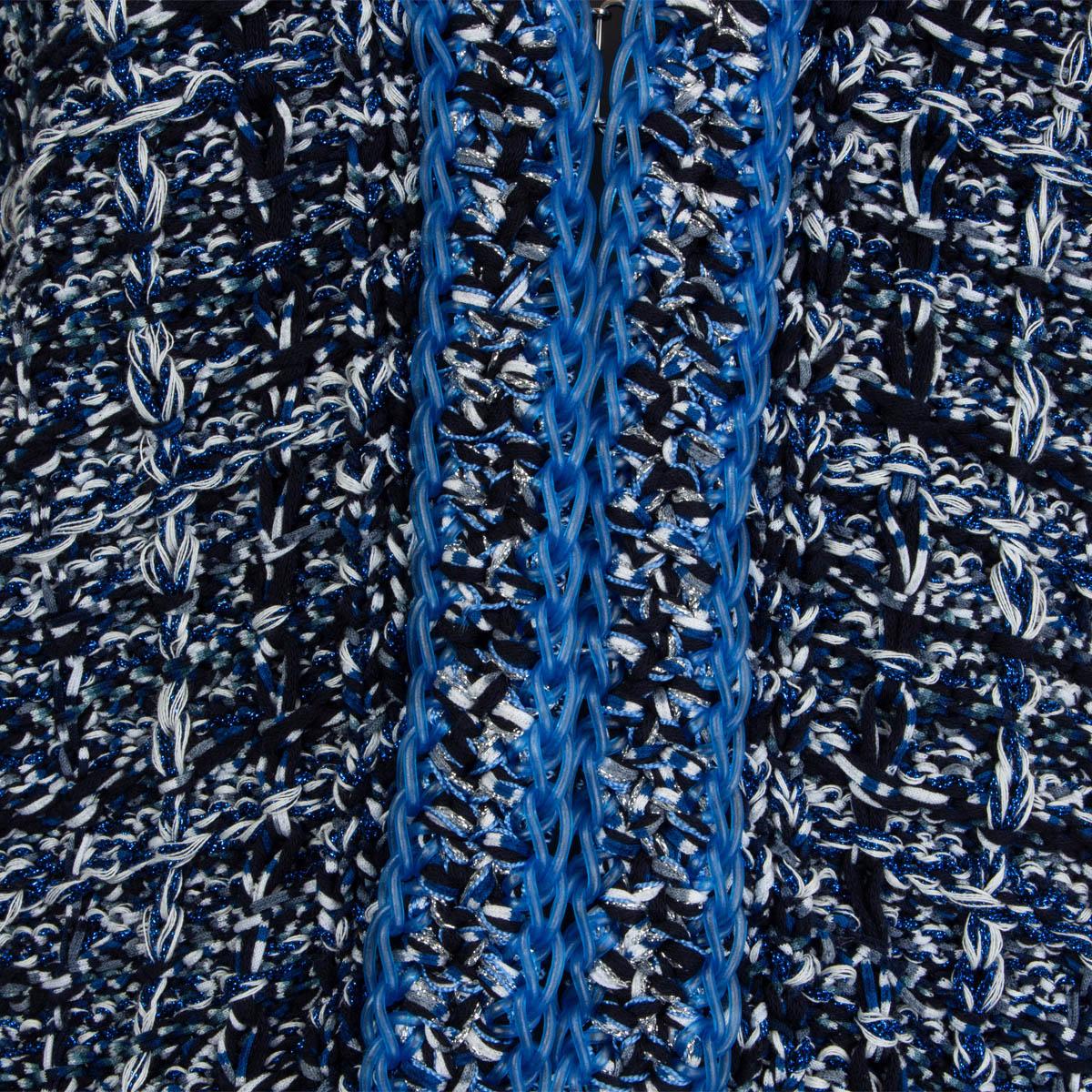 CHANEL blue cotton 2017 CHAIN EMBELLISHED OVERSIZED CROCHET KNIT Jacket 38 S 3