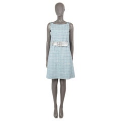 CHANEL blue cotton 2019 19C LA PAUSA BELTED TWEED Dress 38 S