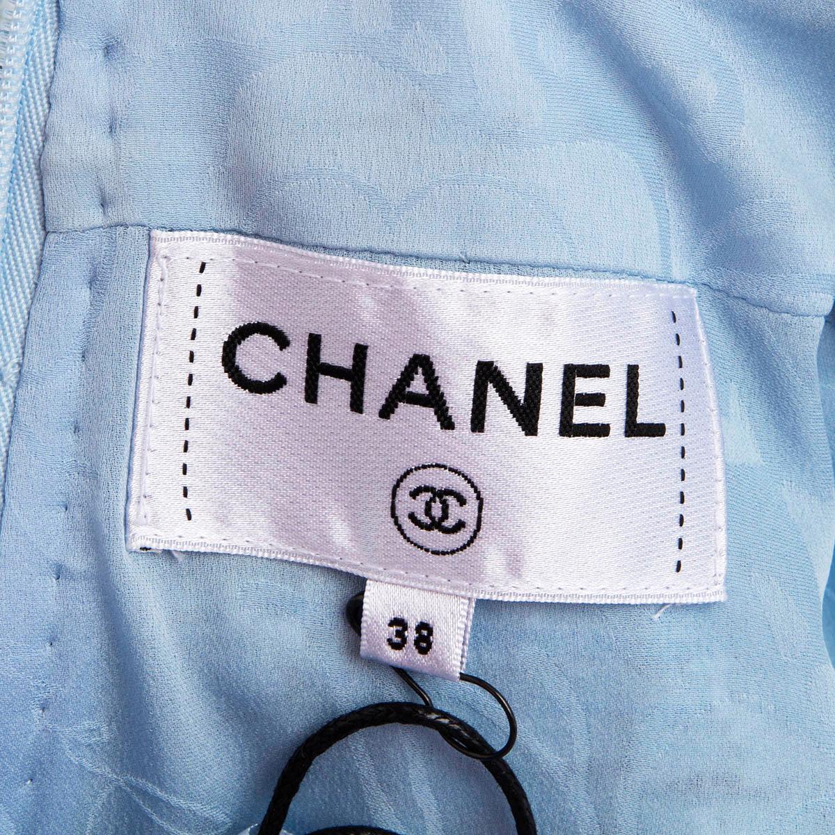 CHANEL blue cotton 2019 19C LA PAUSA BELTED TWEED Dress 38 S For Sale 4