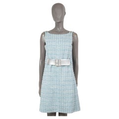 CHANEL bleu coton 2019 19C LA PAUSA BELTED TWEED Robe 38 S