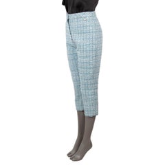 CHANEL blue cotton 2019 19C LA PAUSA CROPPED TWEED Pants 38 S