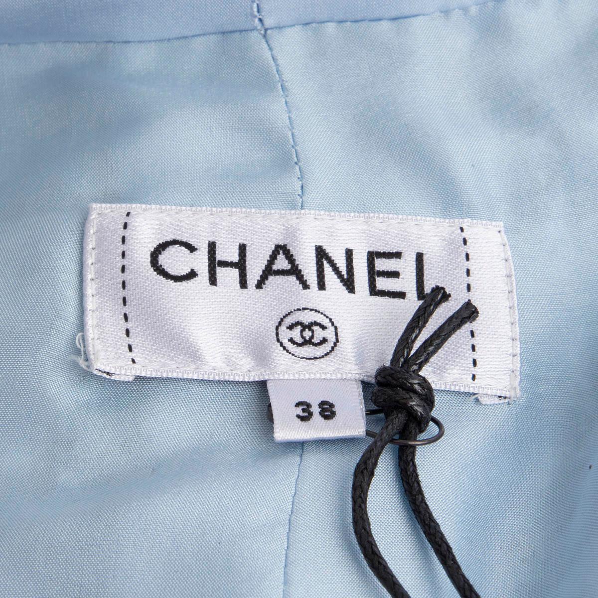 CHANEL blue cotton 2019 19C LA PAUSA CROPPED TWEED Pants 38 S For Sale 1