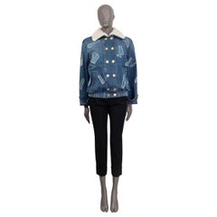 CHANEL blau Baumwolle 2019 SHEARLING COLLAR DENIM BOMBER Jacke 40 M