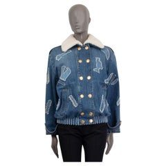 CHANEL blau Baumwolle 2019 SHEARLING COLLAR DENIM BOMBER Jacke 40 M