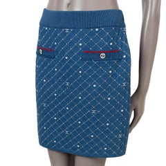 CHANEL blue cotton 2020 20P QUILTED KNIT MINI Skirt 40 M