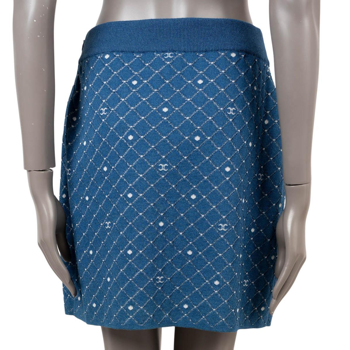 Women's CHANEL blue cotton 2020 20P QUILTED KNIT MINI Skirt 40 M For Sale
