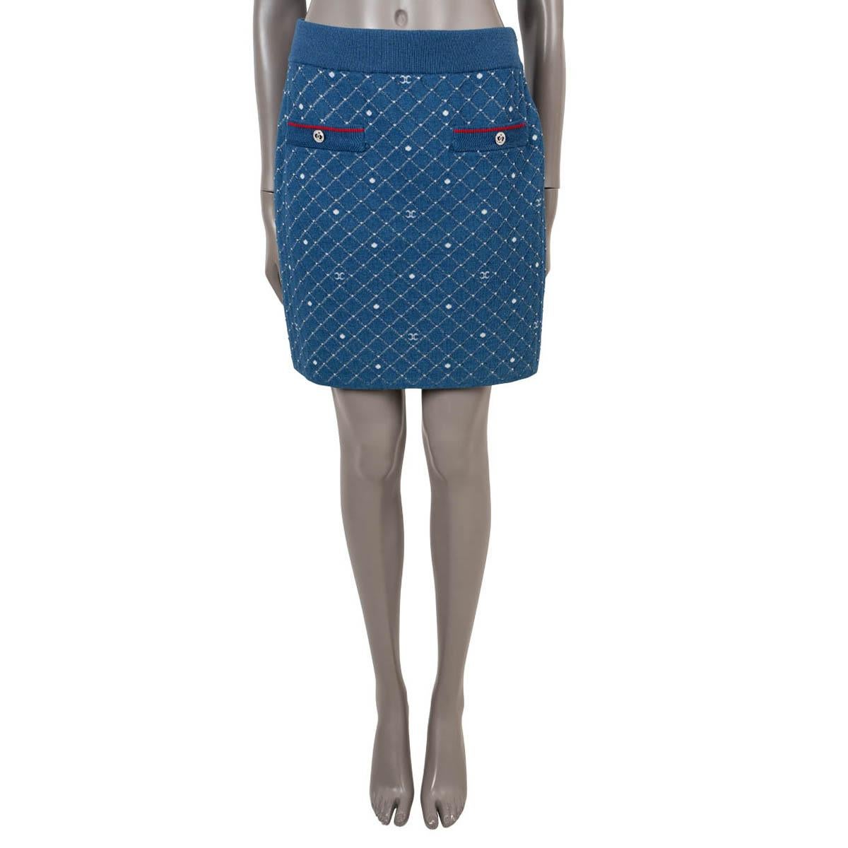 CHANEL blue cotton 2020 20P QUILTED KNIT MINI Skirt 40 M For Sale 1
