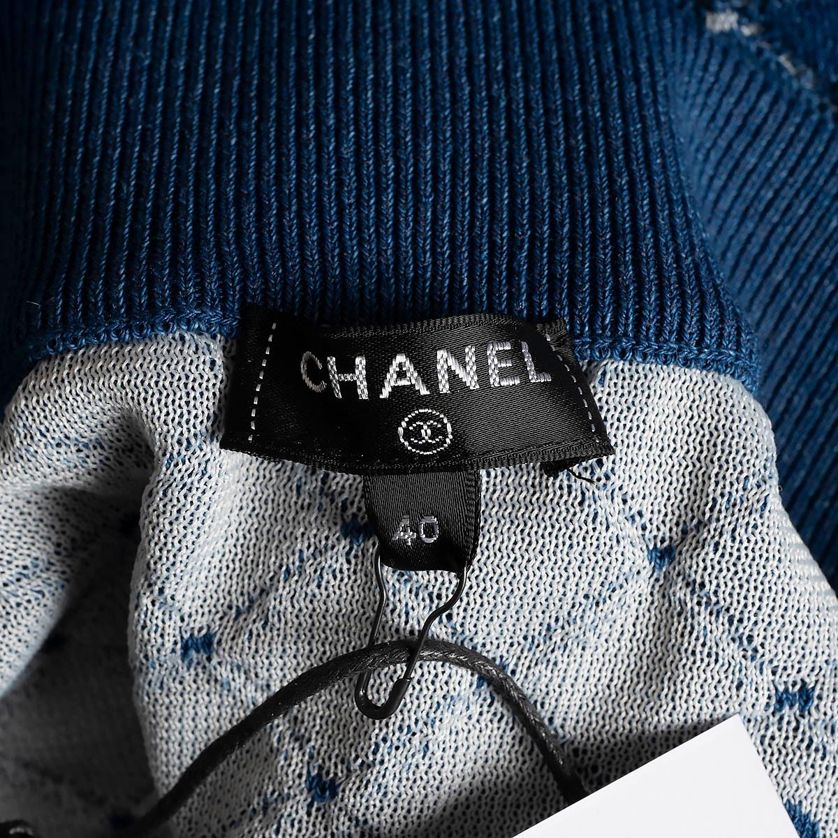 CHANEL blue cotton 2020 20P QUILTED KNIT MINI Skirt 40 M For Sale 3