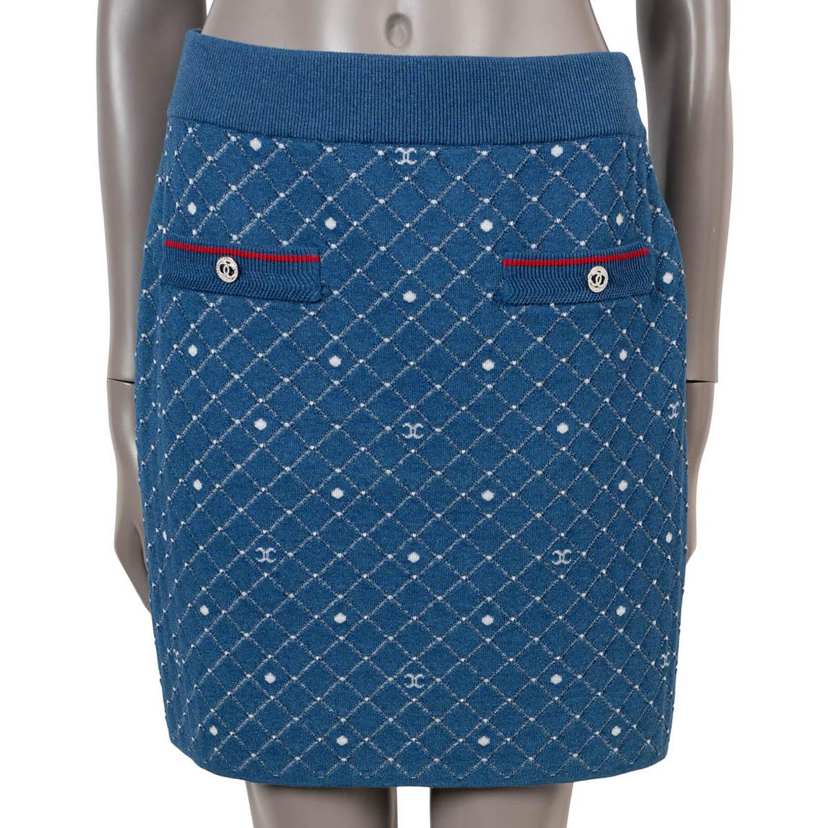 CHANEL blue cotton 2020 20P QUILTED KNIT MINI Skirt 40 M For Sale