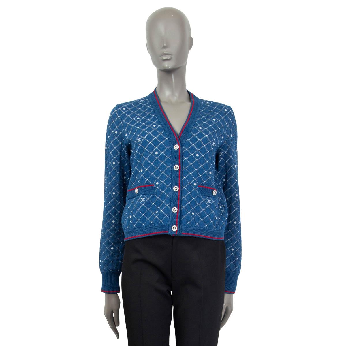Women's CHANEL blue cotton 2020 TERRY Cardigan Sweater 36 XS