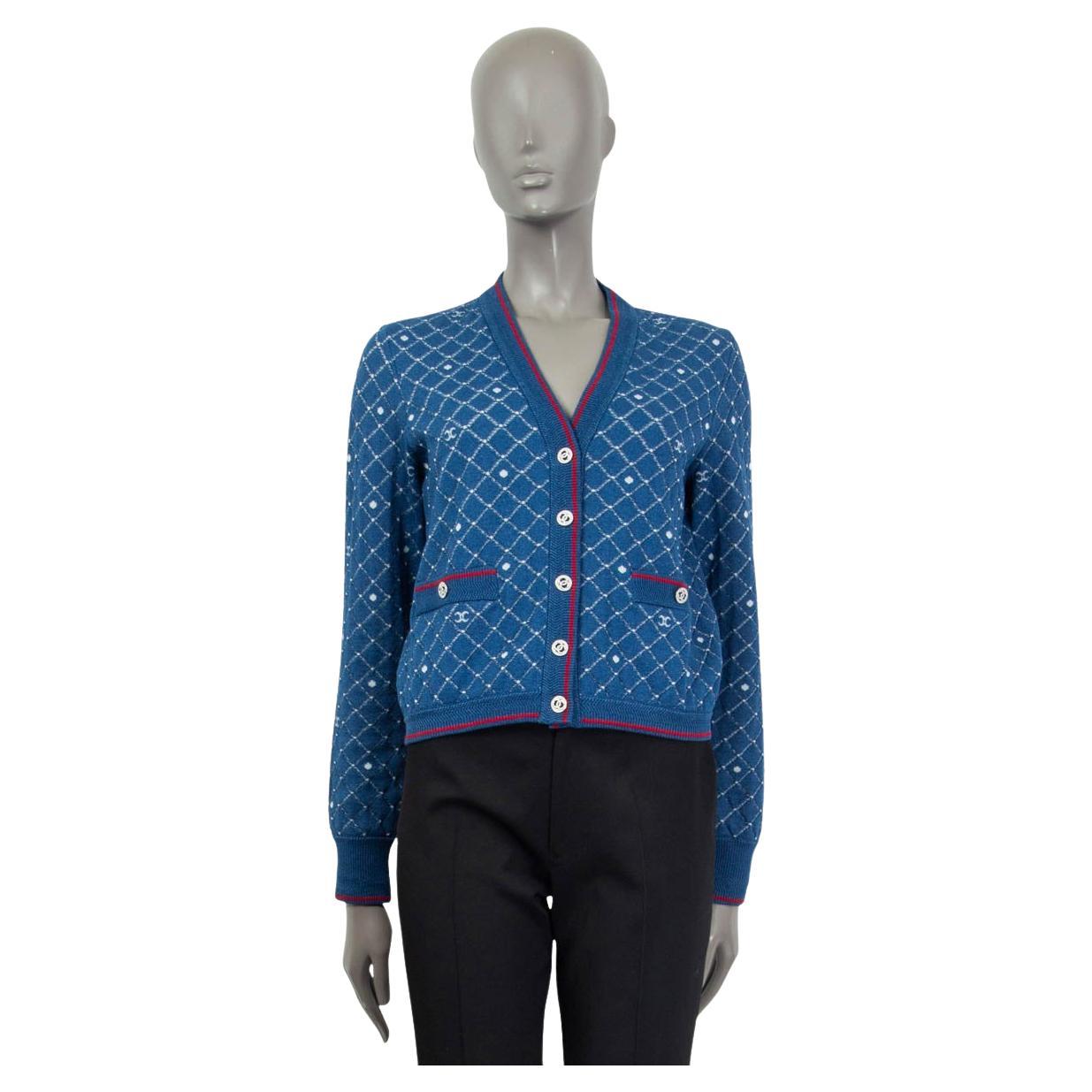 CHANEL blue cotton 2020 TERRY Cardigan Sweater 36 XS