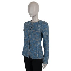 CHANEL blue cotton 21A CHATEAU DES DAMES FLORAL DENIM Jacket 40 M