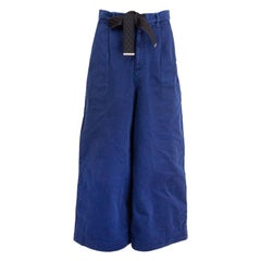 CHANEL blue cotton BELTED CULOTTE Pants 38 S