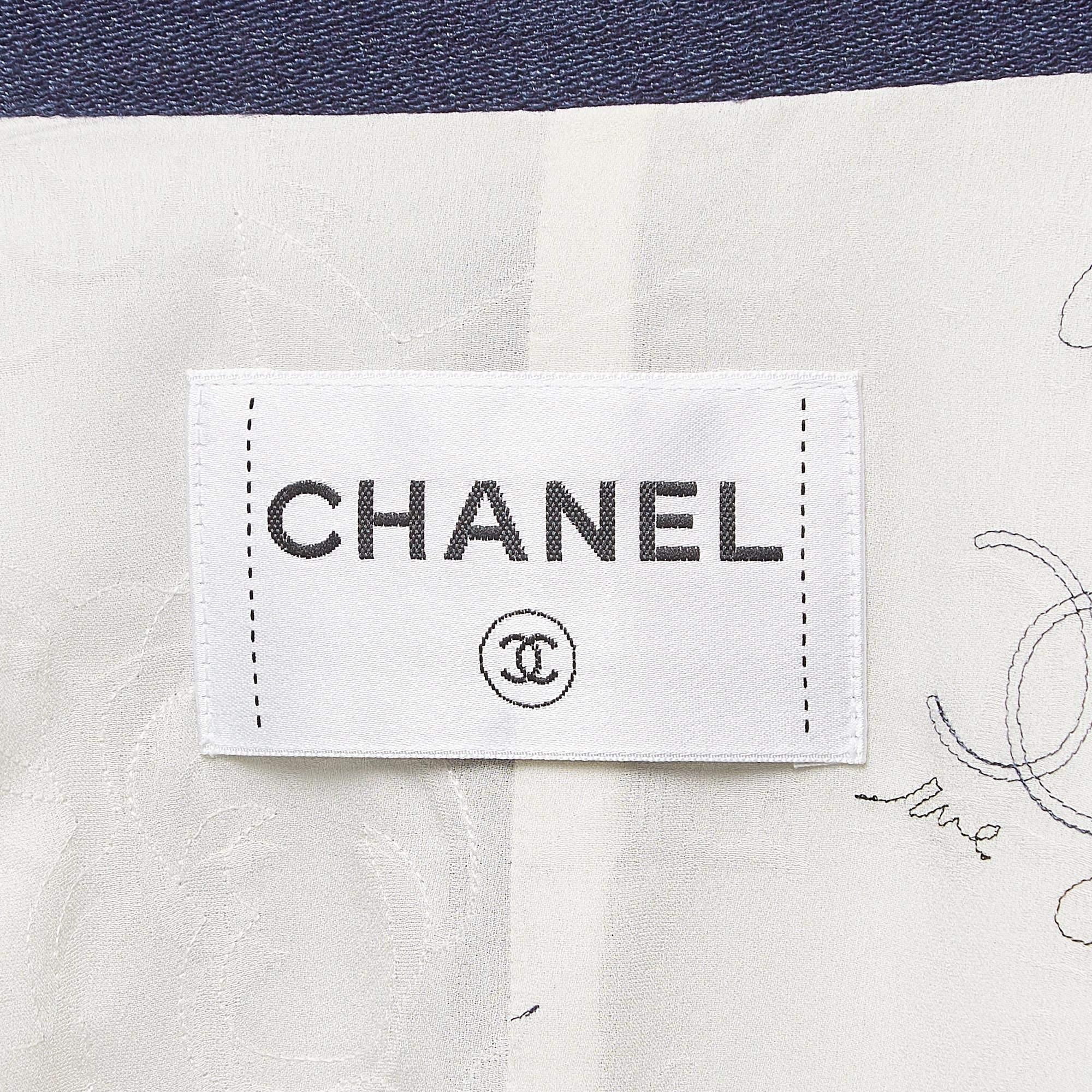 Chanel Blue Cotton Blend Double Breasted Mid-Length Coat M 1