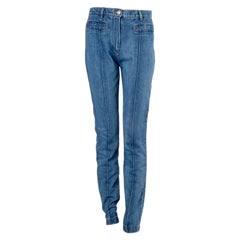 CHANEL azul algodón denim 2014 DALLAS Tapered Jeans Pantalones 38 S
