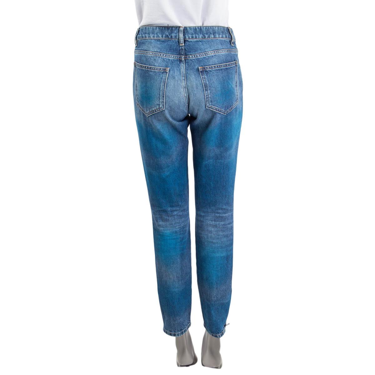 Blue CHANEL blue cotton Denim 2017 CUBA SPRAYED Jeans Pants 36 XS