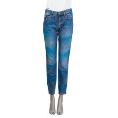 CHANEL blue cotton Denim 2017 CUBA SPRAYED Jeans Pants 36 XS