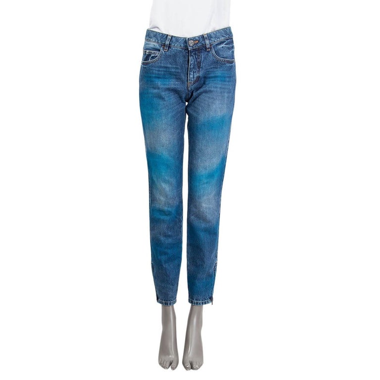 CHANEL blue cotton Denim 2017 CUBA SPRAYED Jeans Pants 36 XS For Sale ...