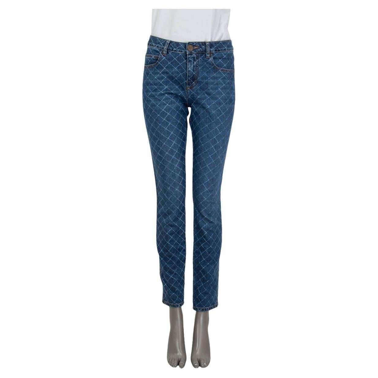 CHANEL blue cotton Denim 2017 QUILTED PRINT Jeans Pants 36 XS