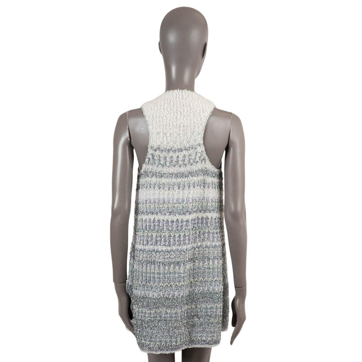 Women's CHANEL blue & cream cashmere 2018 18S WATERFALL MINI KNIT Dress 38 S For Sale