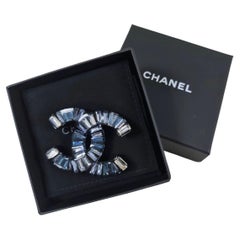 Chanel Blue Crystals CC Brooch