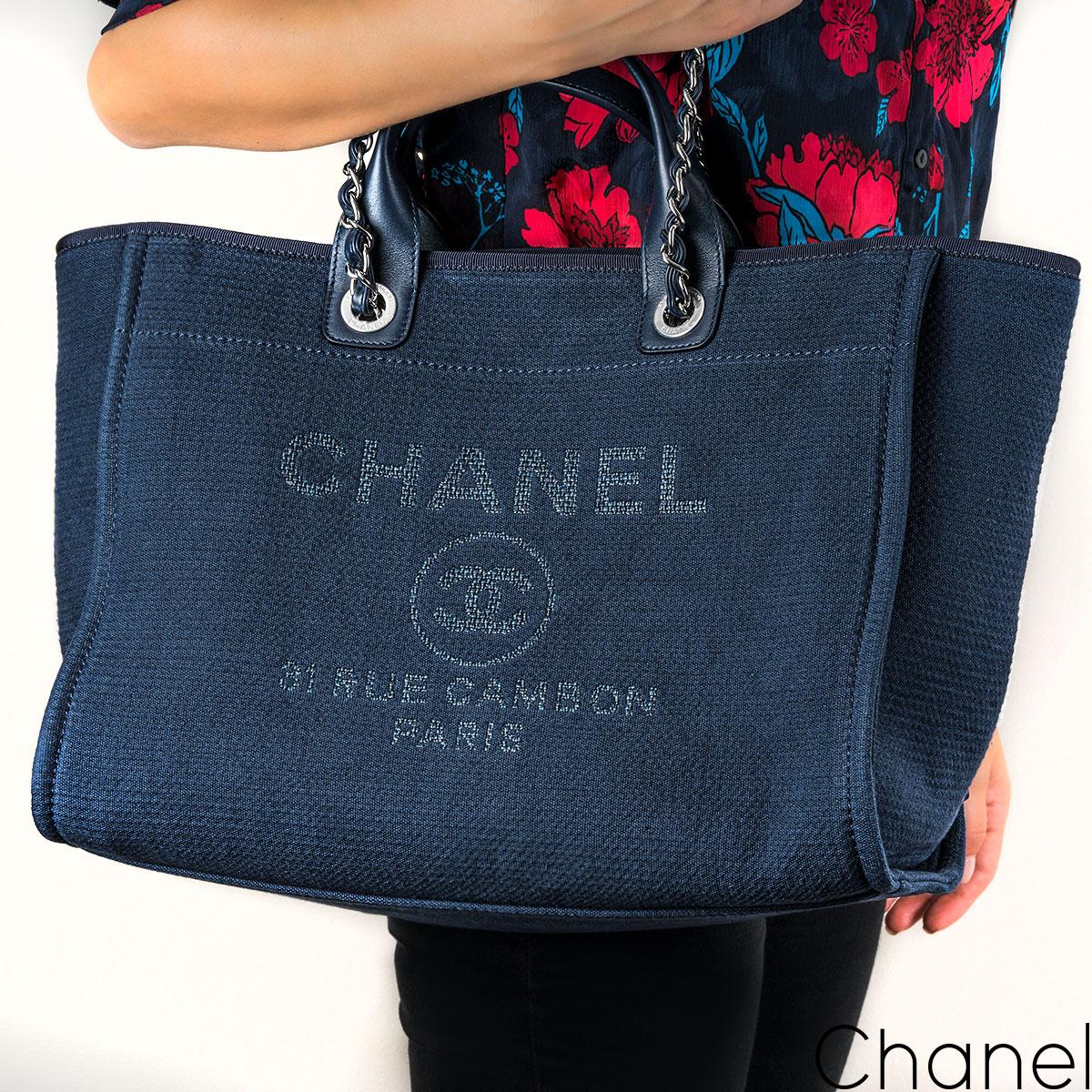 Chanel Blue Deauville Grand Shopping Tote Bag For Sale 1