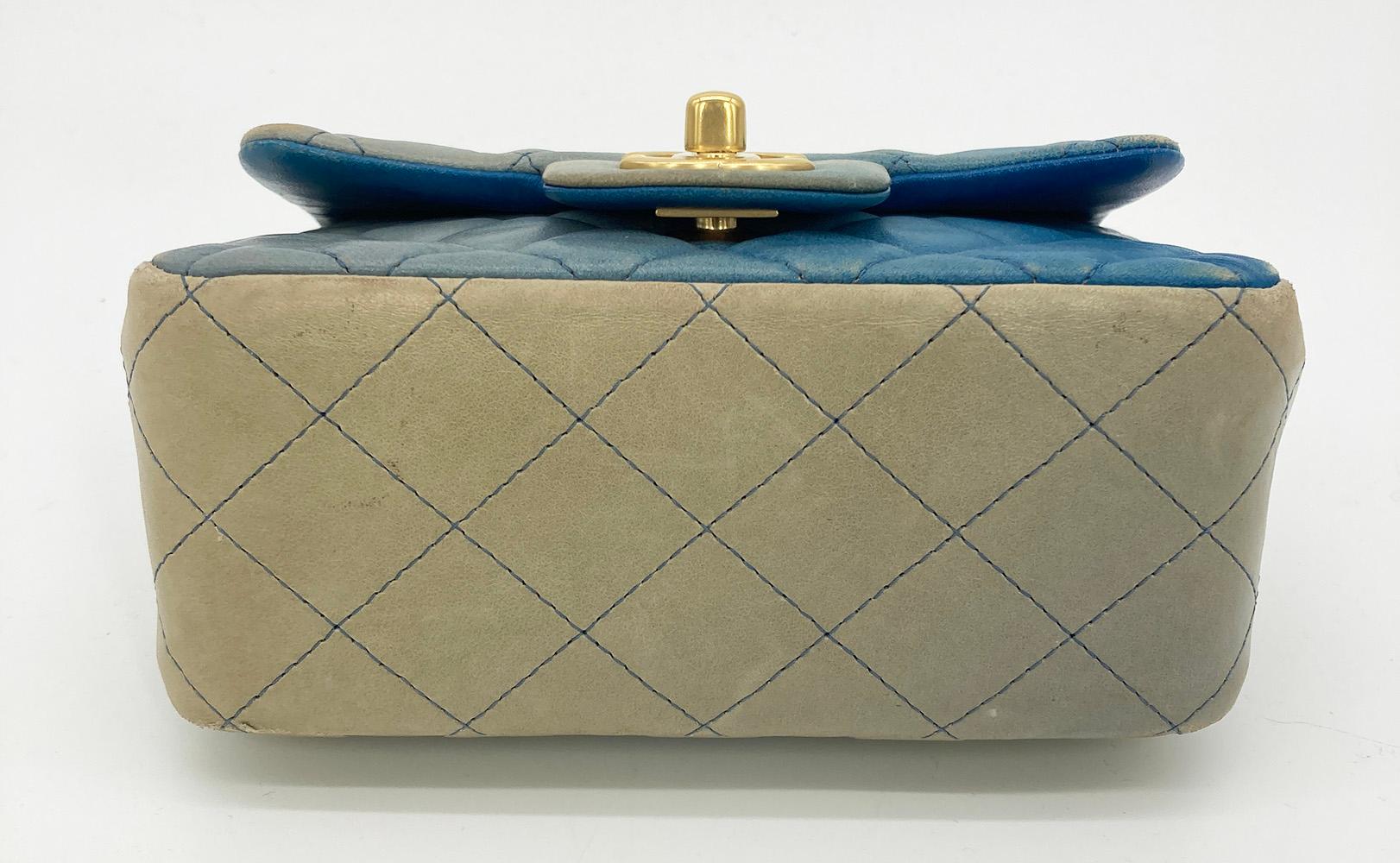 Women's Chanel Blue Degrade Mini Square Classic Flap 