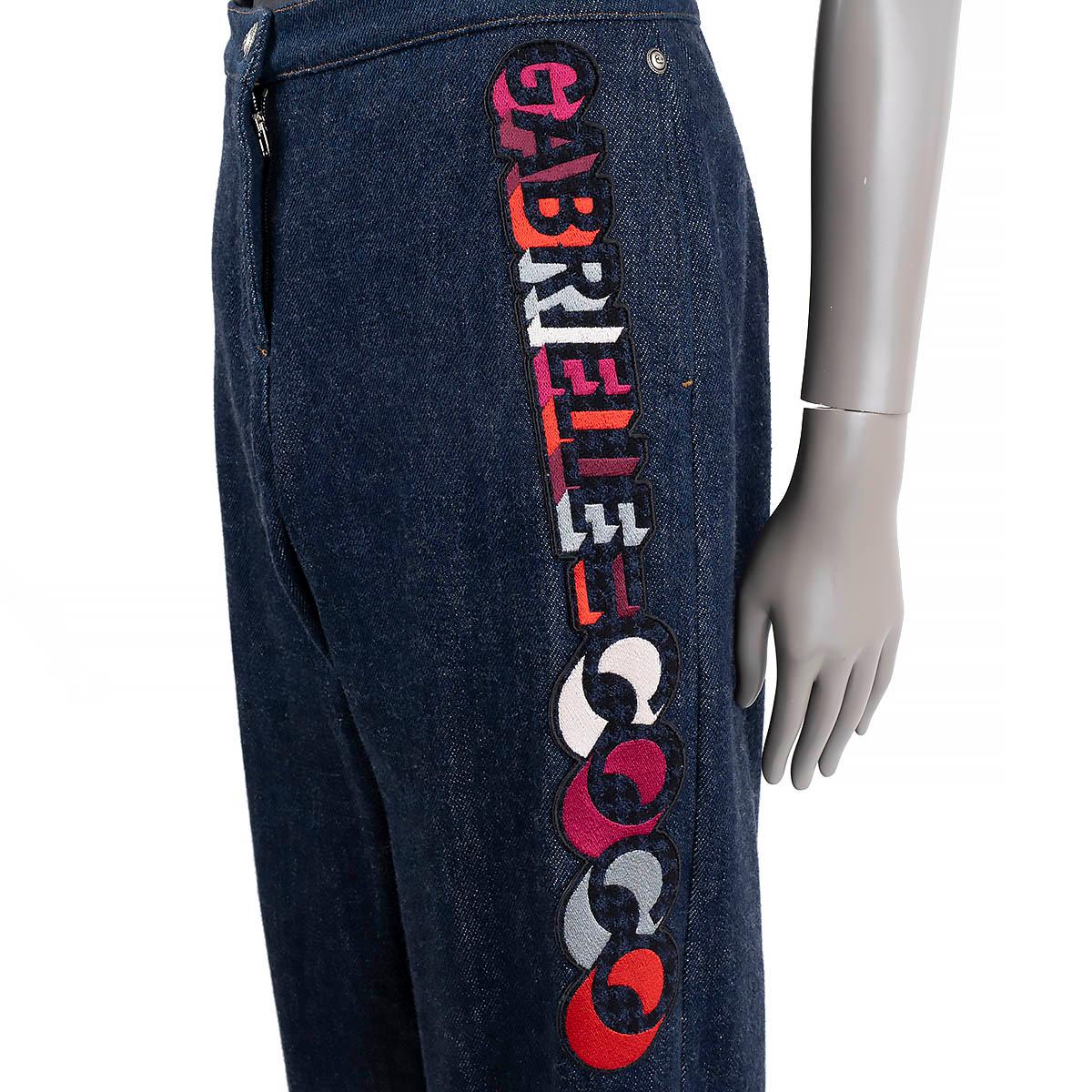 CHANEL blue denim 2017 17B GABRIELLE COCO WIDE Jeans Pants 40 M For Sale 1
