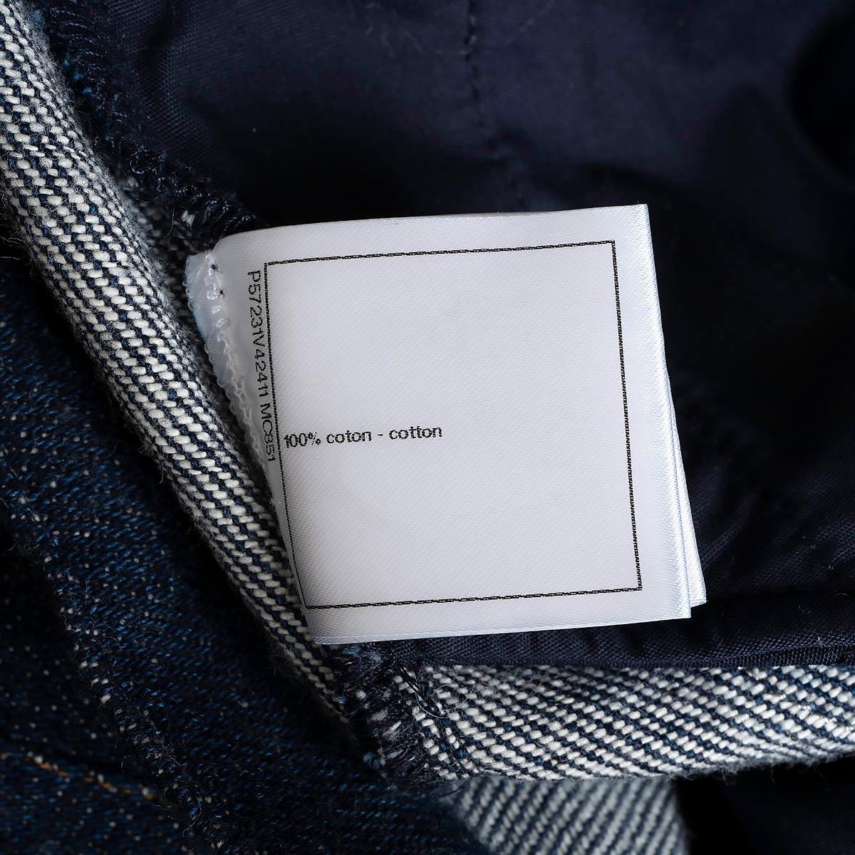 CHANEL blue denim 2017 17B GABRIELLE COCO WIDE Jeans Pants 40 M For Sale 5