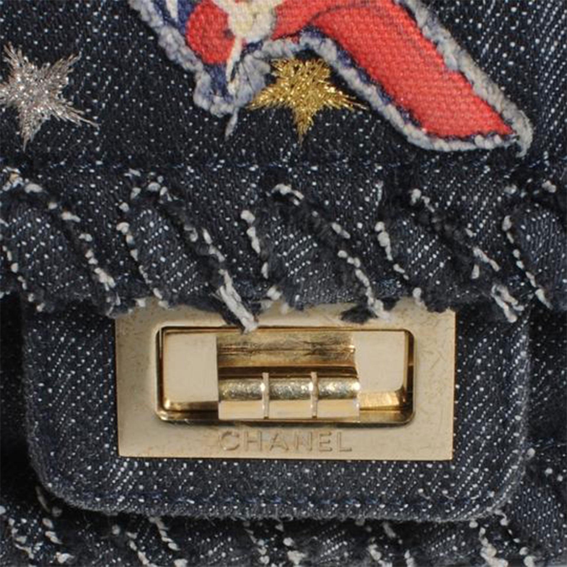 Chanel Blue Denim 2.55 Reissue Airplanes Shoulder Bag In Good Condition For Sale In Miami, FL