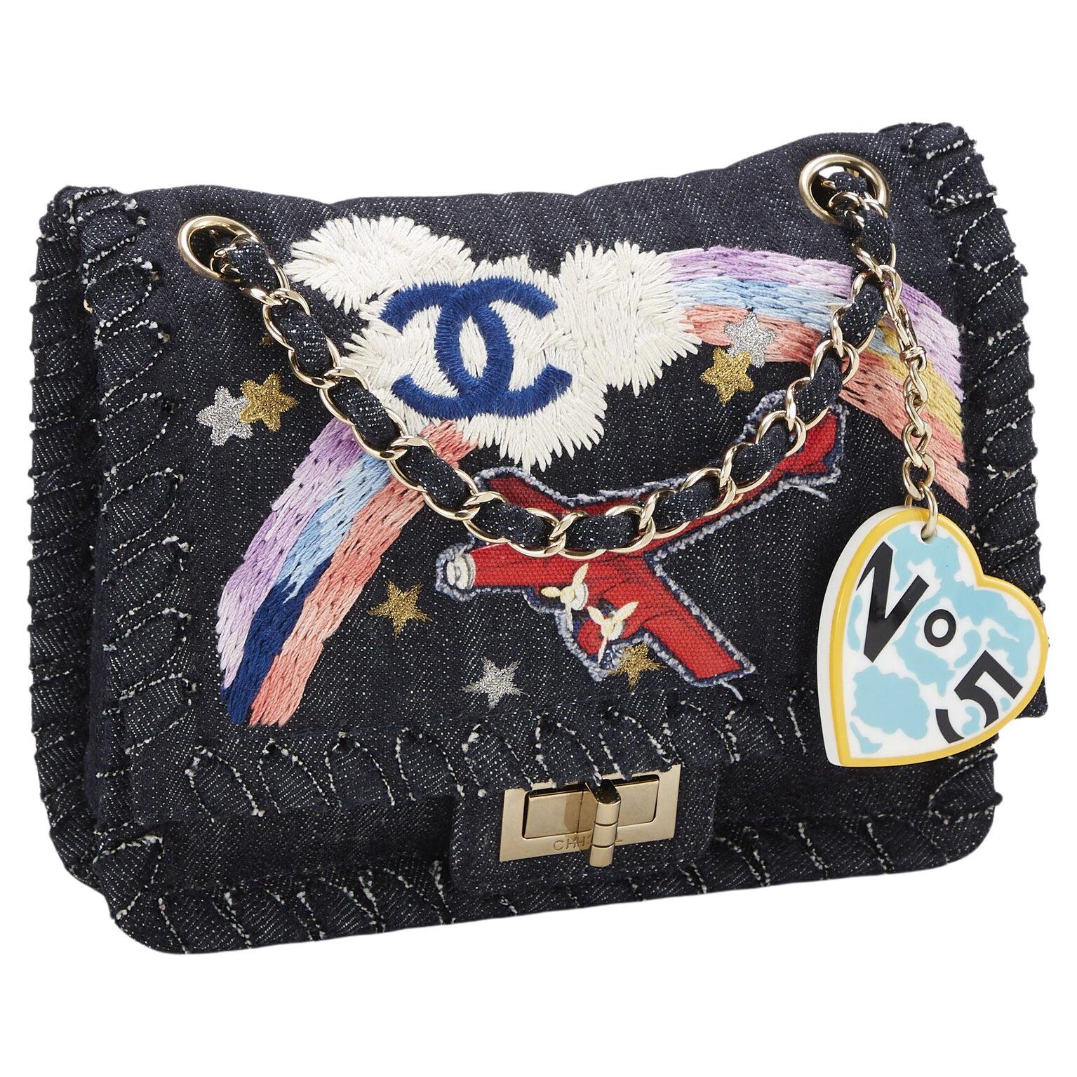 Bolso de hombro Chanel Denim Azul 2.55 Reissue Aviones