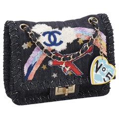 Borsa a tracolla Chanel Blue Denim 2.55 Reissue Airplanes