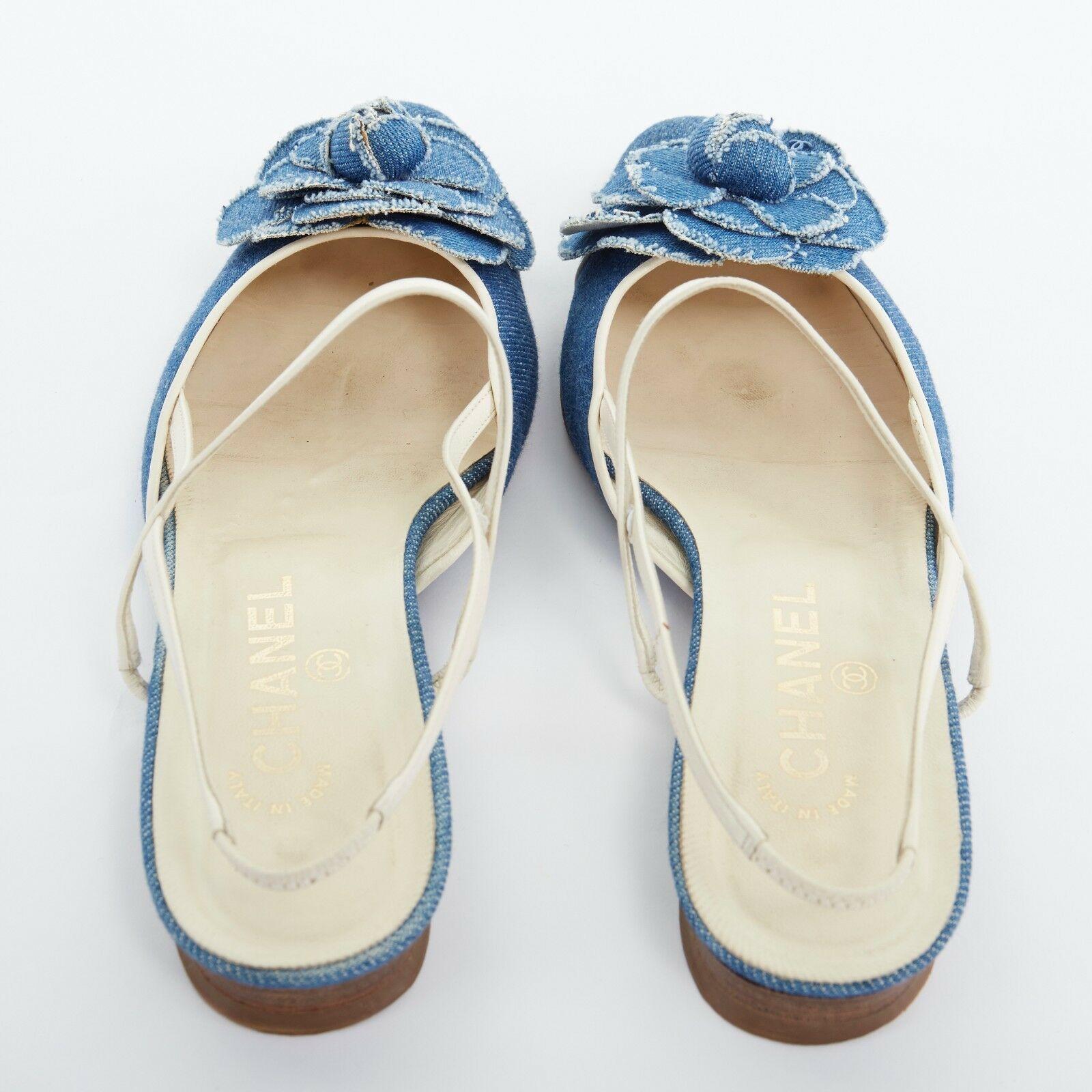 chanel denim slingback