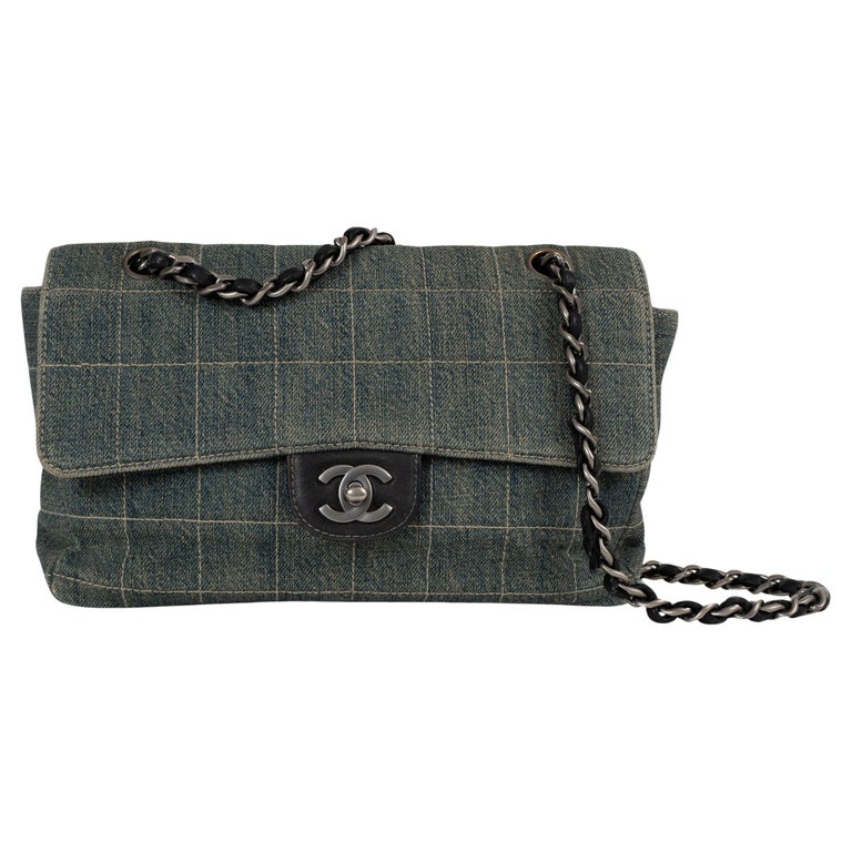 CHANEL azul DENIM CHOCOLATE BAR MEDIUM FLAP Bolso
