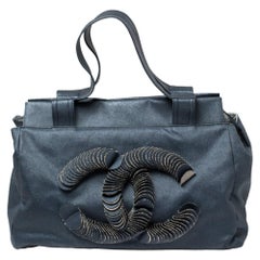 Chanel Blue Denim Disc Tote