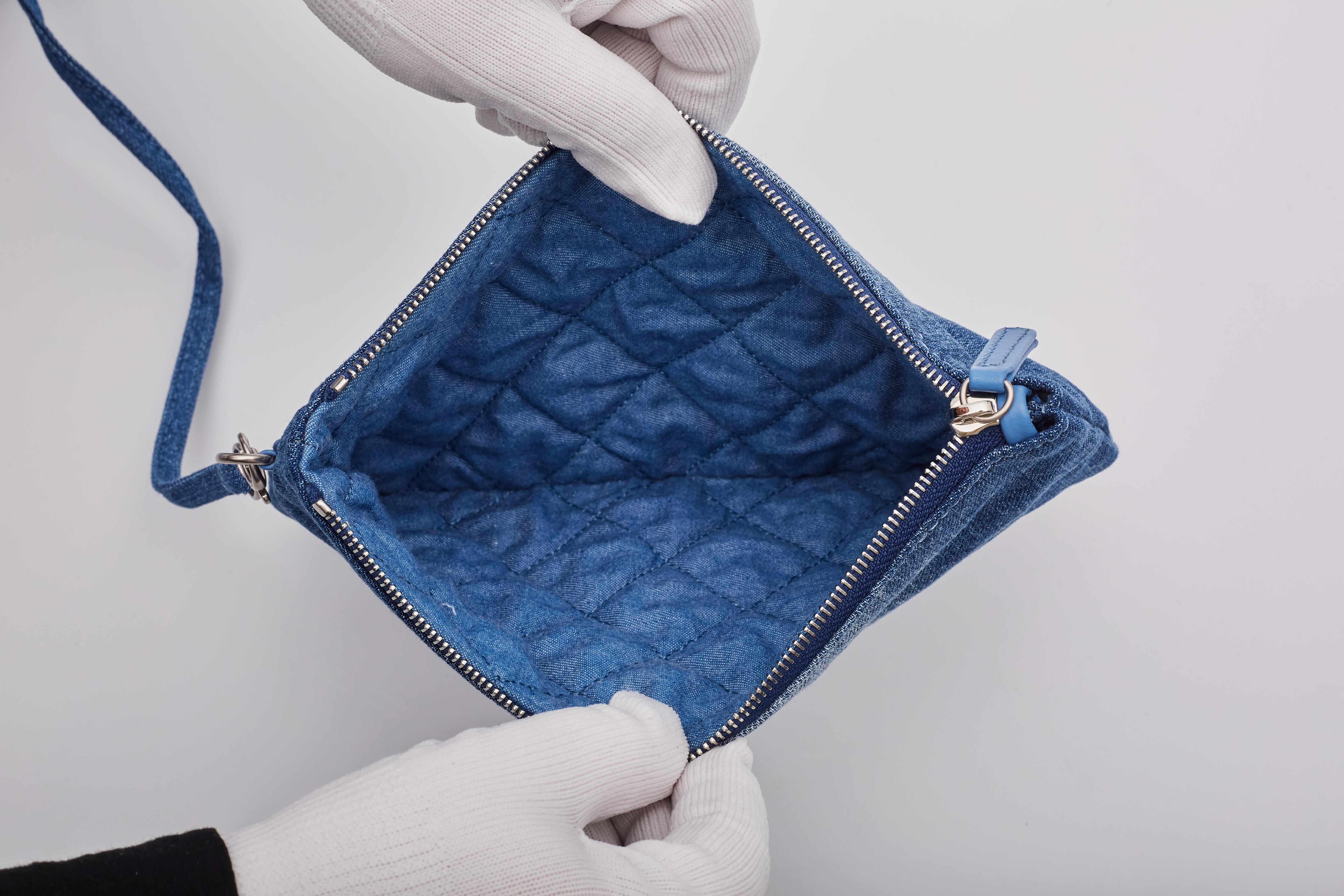 Chanel Blue Denim Drawstring Chanel 22 Bag Medium 6