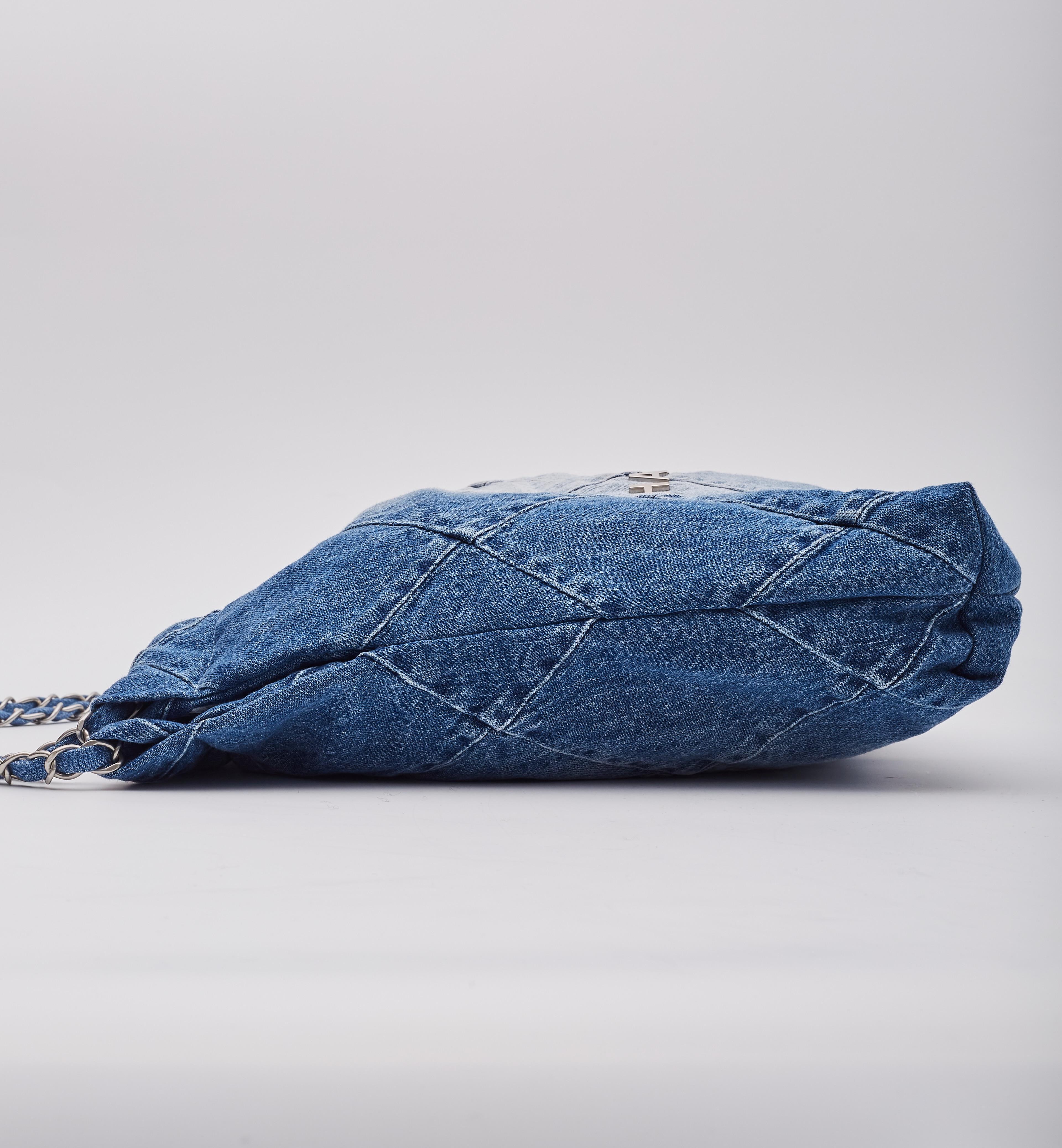 Chanel Blue Denim Drawstring Chanel 22 Bag Medium 2