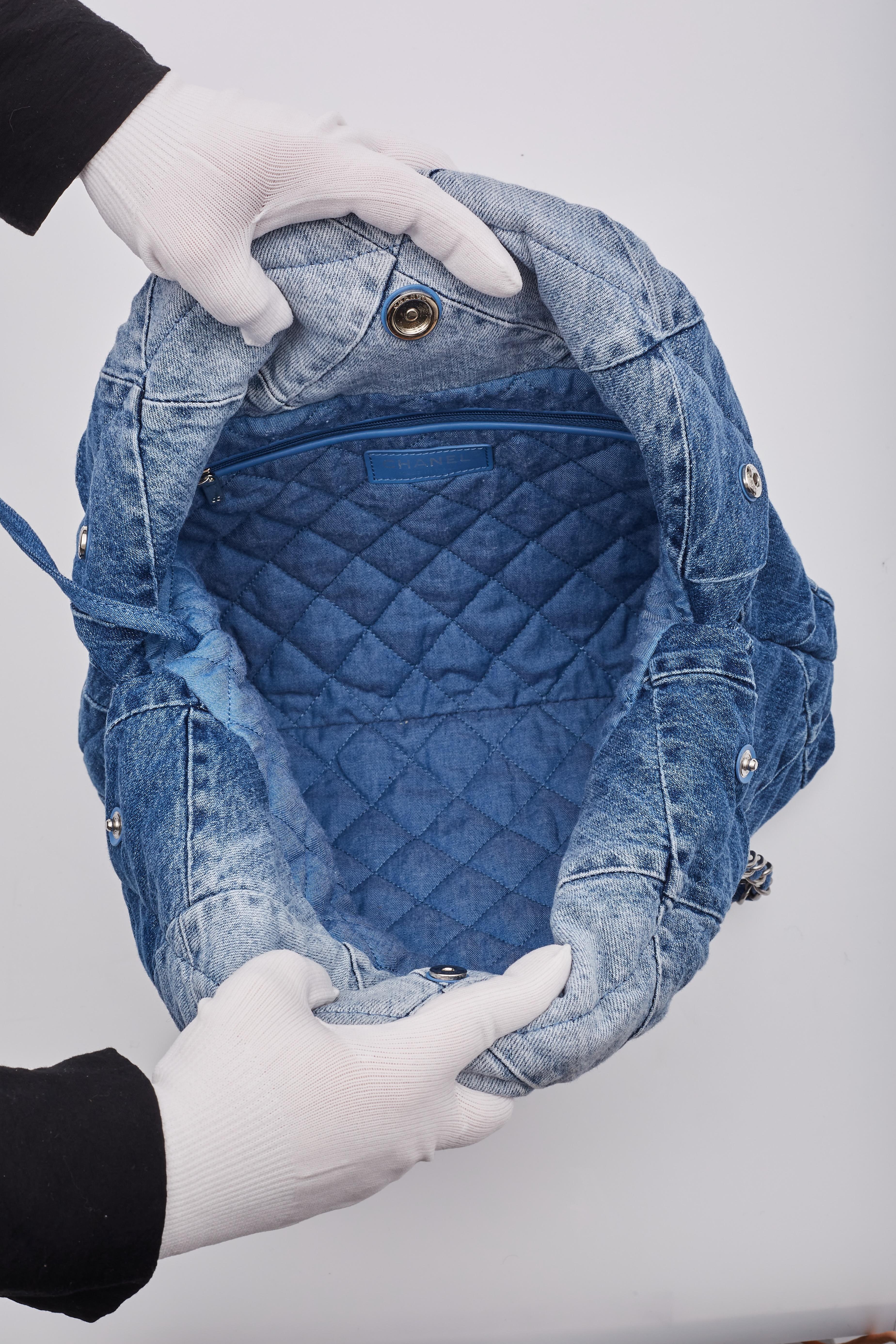 Chanel Blue Denim Drawstring Chanel 22 Bag Medium 3