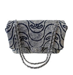 Chanel Blue Denim Embossed Timeless CC Flap Bag
