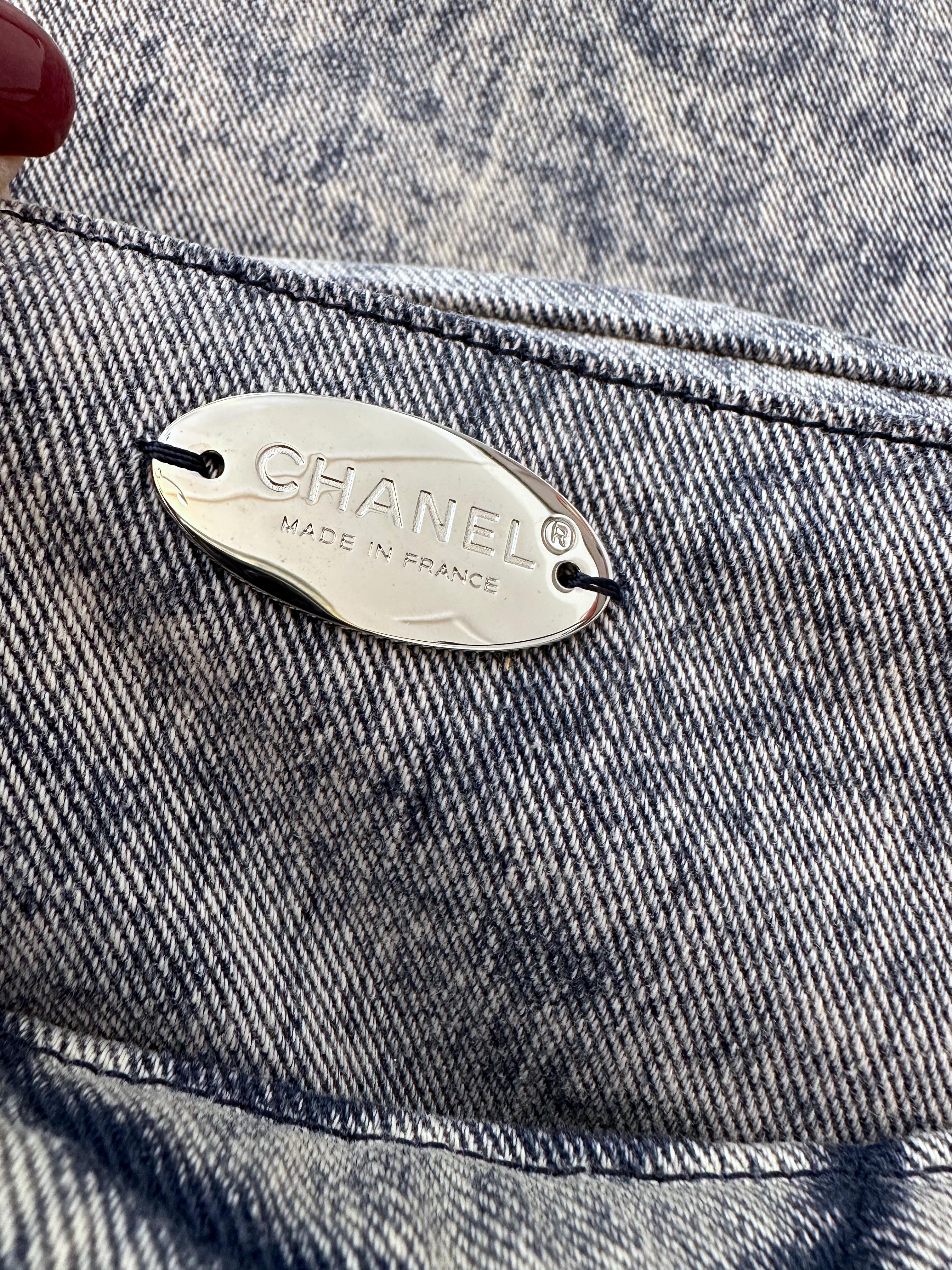 Chanel Blue Denim Embossed Timeless CC Flap Bag For Sale 5