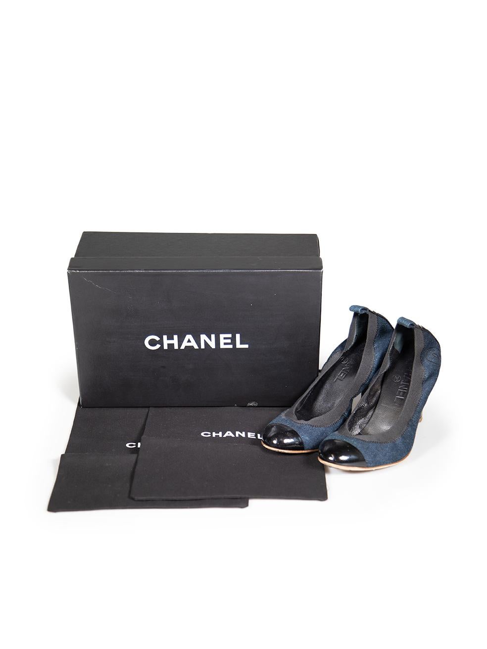 Chanel Blue Denim Pumps con tacco alto taglia IT 38 1