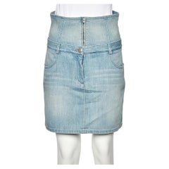 Chanel Blue Denim High Waisted Mini Skirt M