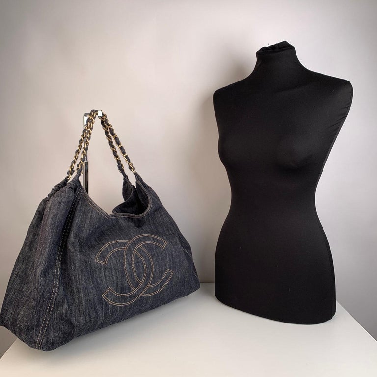 Chanel Blue Denim Jeans Large Coco Cabas Tote Hobo Bag For Sale at 1stDibs