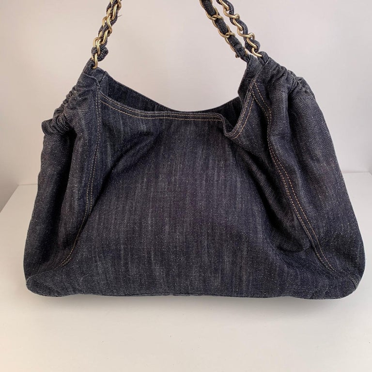 Chanel Blue Denim Jeans Large Coco Cabas Tote Hobo Bag For Sale at 1stDibs