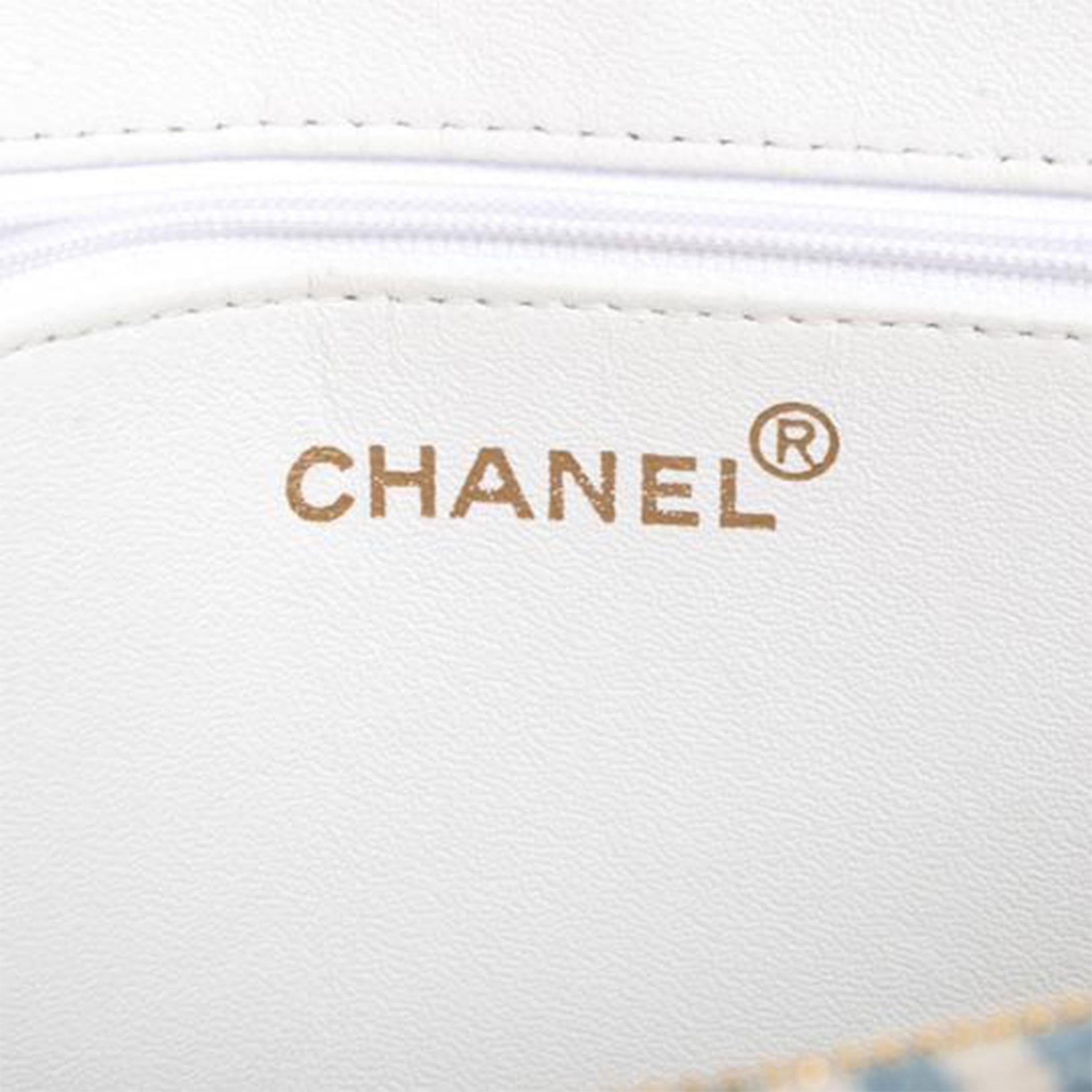 Women's or Men's Chanel Blue Denim Mini Striped Light Shopping Shoulder Tote For Sale