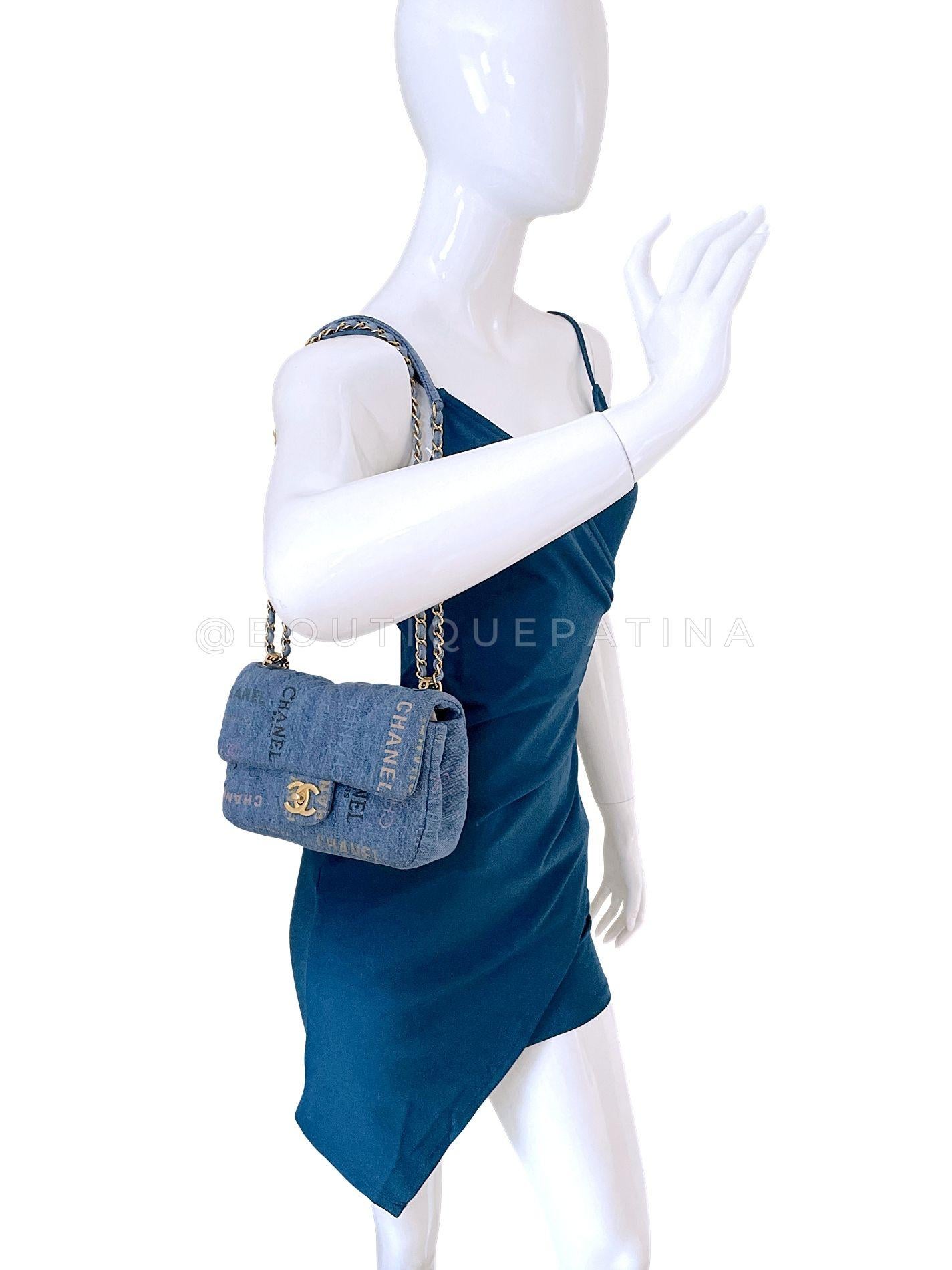 Chanel Blue Denim Mood Rectangular Mini Flap Bag GHW 68287 10