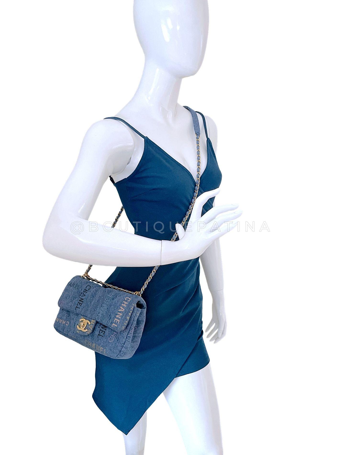 Chanel Blue Denim Mood Rectangular Mini Flap Bag GHW 68287 11